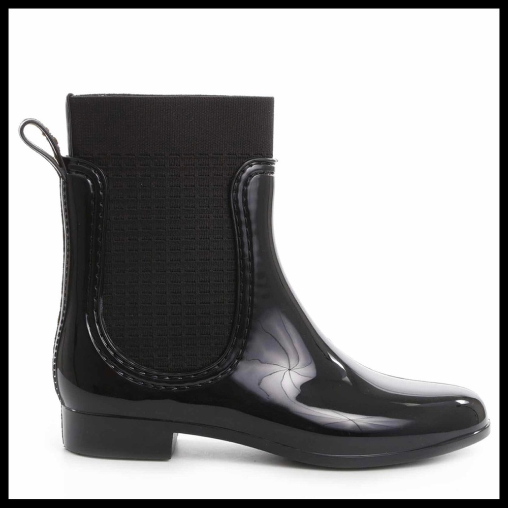 BLACK WATERPROOF ANKLE BOOTIES RAIN BOOTS A2C - Picture 5 of 16